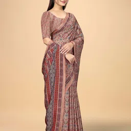 K 5 Fashion Floral Pure Crepe Saree-image-44