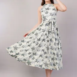 Purple State Floral Print Halter Neck Fit & Flare Maxi Dress-image-30