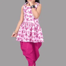 Aarya Designer Girls Printed Pleated Kurta with Dhoti Pants-image-48