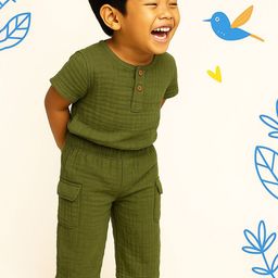 Moms Home Kids Organic Muslin Cotton T-Shirt & Trouser sSet-image-63