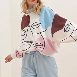 Trend Alacati stili Graphic Printed Round Neck Pullover Sweatshirt-picture-45