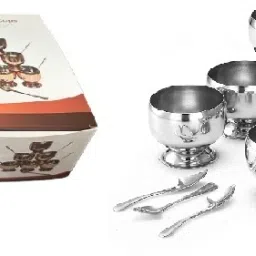 Stainless Steel Dessert Bowl Stainless Steel Steel Apple Shape 6 Ice Cream Cup with 6 Ice Cream Spoon-image-7