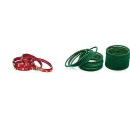 Somil Elegant Combo Glass Bangle Set | Handmade Traditional Chudi For Women | Perfect For Daily & Occasion Use, Combo Of 2 Set, Red, Green-image-85