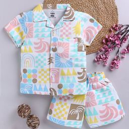 YK X Tinyo Boys Conversational Print Pure Cotton Shirt with Shorts-image-4