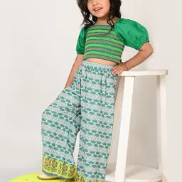 LIL DRAMA Girls Printed Top with Palazzos-56