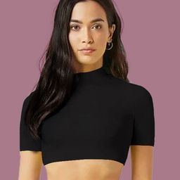 Dream Beauty Fashion Top-98-Bullet-Black-Black Women High Neck Fitted Crop Top-picture-24