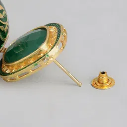 Anouk Gold Plated Beaded Dome Shaped Meenakari Jhumkas Earrings image 3