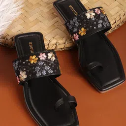 Anouk Women Printed Ethnic Open Toe Flats with Embroidered-image-84