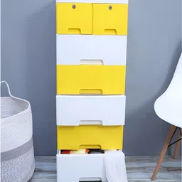 The Tickle Toe Kids Yellow & White Durable & Eco-Friendly 7-Drawer Storage Chest-picture-2