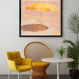 999Store Yellow & Brown Minimalist Beach Canvas Wall Art-image-91