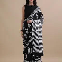 Jaipur Kurti Floral Printed Pure Cotton Saree-12