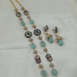 Knigght Angel Jewels Gold-Plated Stone-Studded Jewellery Set-image-41