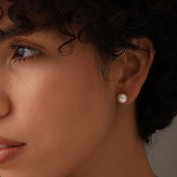 LeCalla 92.5 Sterling Silver-Plated Sperical Shaped Silver-Plated Pearls Studs Earrings-image-9