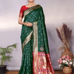 RUNAYA NX Woven Design Zari Silk Blend Banarasi Saree-image-17