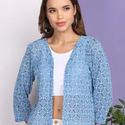 Dressitude Self Design Mandarin Collar Open Front Crop Shrug-picture-47
