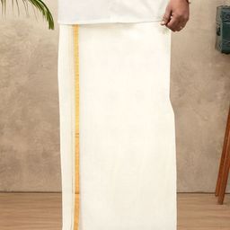 Ramraj Men Kora Cotton Double Layer Dhoti with Zari Border-picture-13