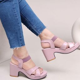The arwah Purple Cross Strap Block Heel-image-32