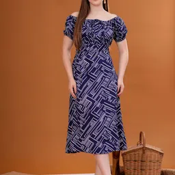 BAESD Off-Shoulder Fit & Flare Midi Dress-image-29