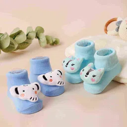 KICKS & CRAWL Infants Pack Of 2 Cotton Ankle-Length Socks-picture-35