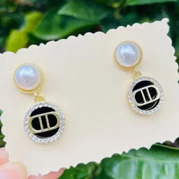 Palli Creation Korean Gold-Plated Crystals Studded Circular Drop Earrings-11
