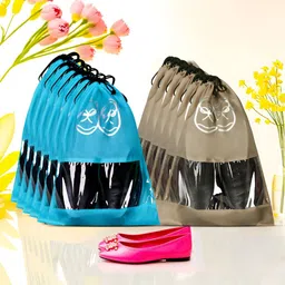 Aura Brown 12 Pieces Reusable Shoes Organisers-14