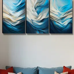 Aura Blue & Beige 3 Pieces Abstract Wall Paintings-picture-32