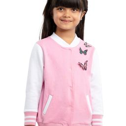UNDER FOURTEEN ONLY Girls Colourblocked Butterfly Applique Front-Open Sweatshirt-image-79