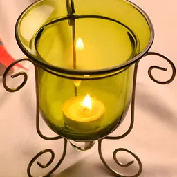 Indianshelf Yellow & Black Candle Holder-50