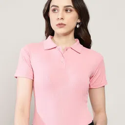 Sugathari Sheen Shirt Collar Top-image-54