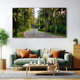 The Castle Decor Green & Grey 5 Piece Wood Other Wall Paintings-image-63