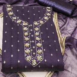 SAINOOR Floral Embellished Semi-Stitched Dress Material-image-73