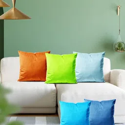 ArtzFolio Multicoloured Set of 5 Velvet Square Cushion Covers-48