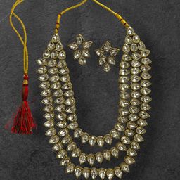 Saree Swarg Brass-Plated Stone Studded Jewellery Set-image-43