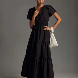 Roadster Solid Ankle Length Fit and Flare Dress-image-5
