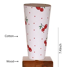 Devansh White & Red Printed Wooden Cylinder Shaped Table Lamp image 5