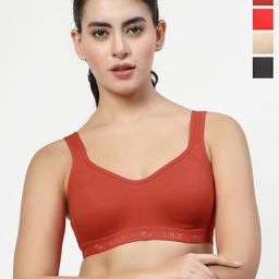 LILYWomen Workout Pack Of4Full Coverage Non Padded Seamless Gym Bra-picture-43