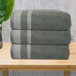 Aura Grey & White 3 Striped Cotton 400 GSM Bath Towel-image-25