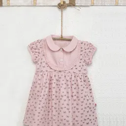 Nino Bambino Girls Peter Pan Collar Puff Sleeves Organic Cotton Fit & Flare Midi Dress-image-98