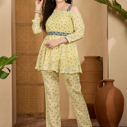 Sangria Bandhej Printed Pure Cotton Top & Trousers Co-Ords-image-1