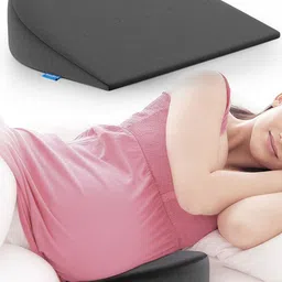 HOSPIKART Grey Memory Foam Filled Faux Velvet Breathable Maternity Pillow-48