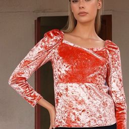 ZYNG Sweetheart Neck Puff Sleeve Layered Velvet Top-image-96