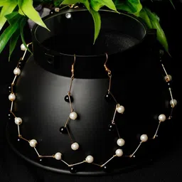 Oxidized Heaven Gold-Plated Beaded Necklace and Earrings-picture-15