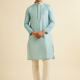 Manyavar Men Regular Thread Work Kurta with Pyjamas-17