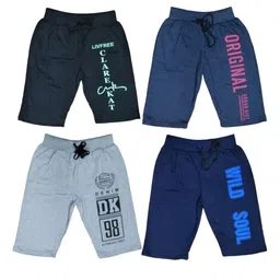 Shajiv Pack Of 4 Kids Typography Print Regular Shorts-29