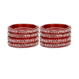 SOMIL Set Of 8 Red Alloy Artificial Stones and Beads Antique Bangles-image-82