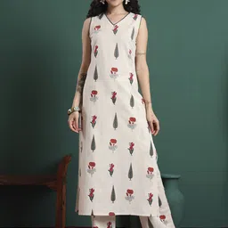 KALINI Women Floral Printed Kurta with Trousers-image-52