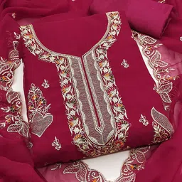 MANVAA Embroidered Silk Chiffon Unstitched Dress Material-image-55