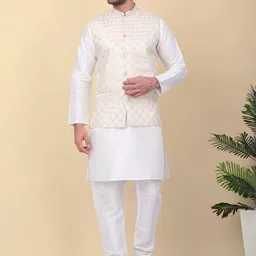 KRAFT INDIA Ethnic Motifs Sequinned Straight Kurta With Churidar & Nehru Jacket-picture-55