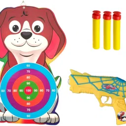 Dog Shaped Dart Board Play Set with Plastic Gun & Dart for Kids 40 cm Dart Board-0