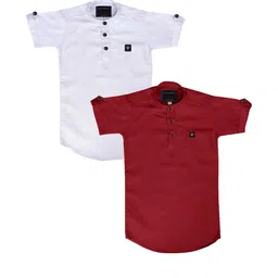 OJ TREND Kids-Boys White Kurtas-picture-3